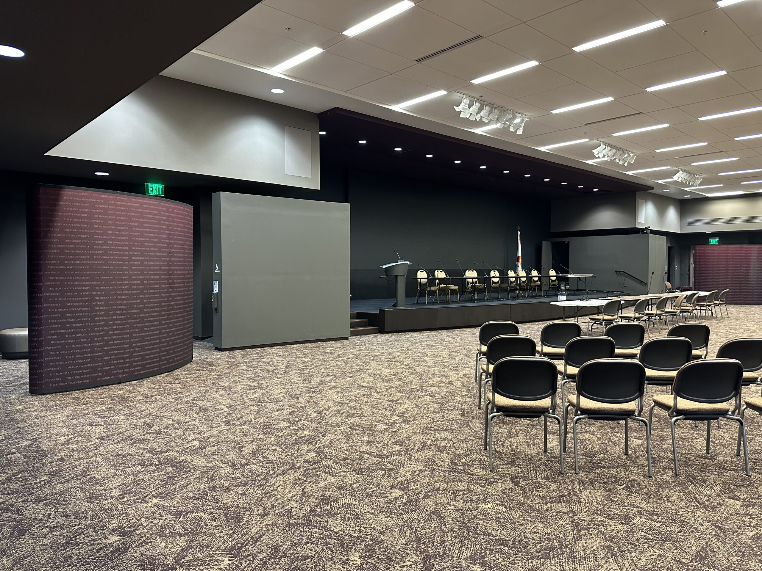 Room 208 auditorium stage and seating
