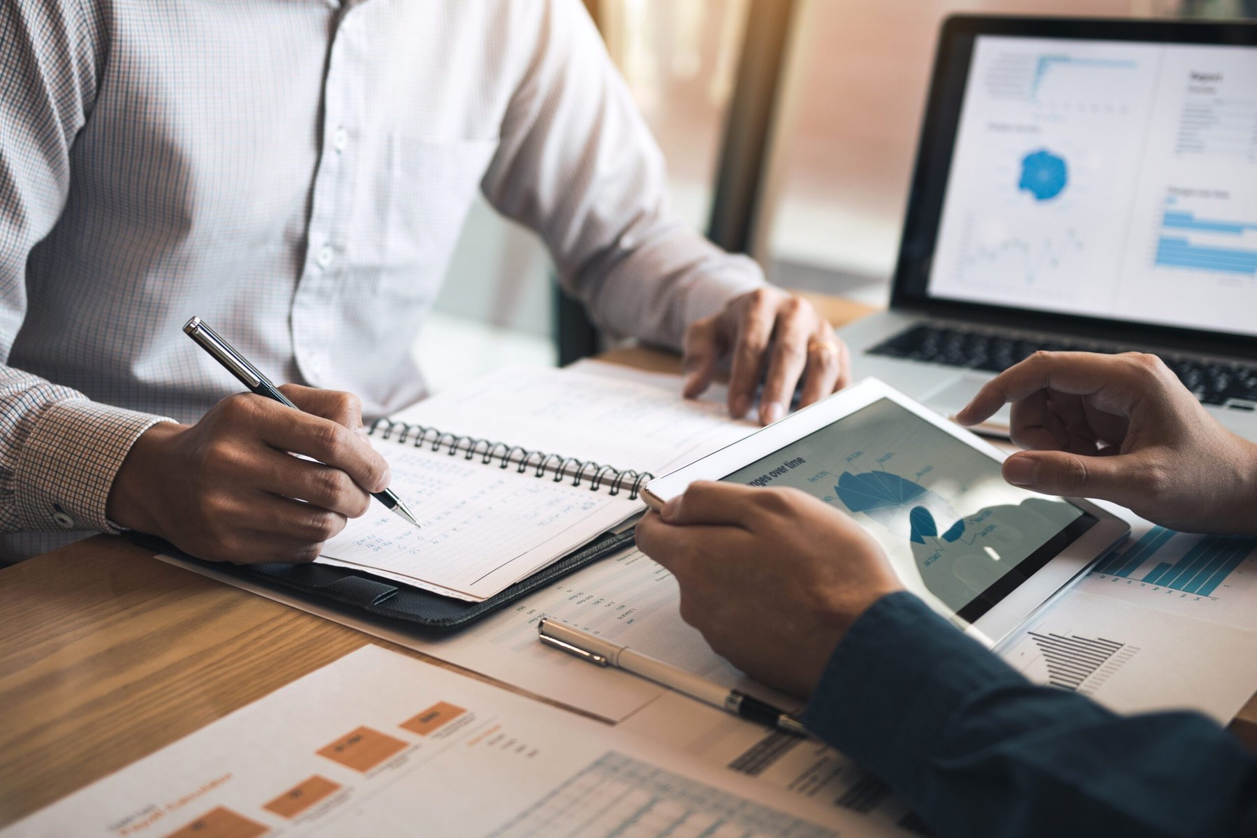 People reviewing financial information