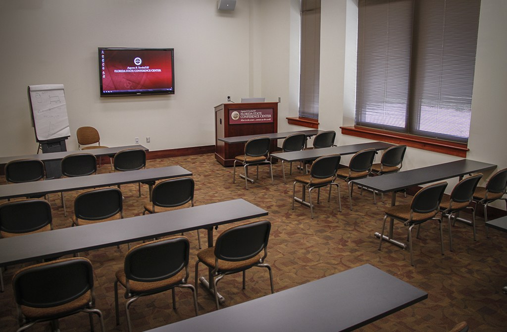 Room 115 at the Florida State Conference Center arranged in a classroom configuration